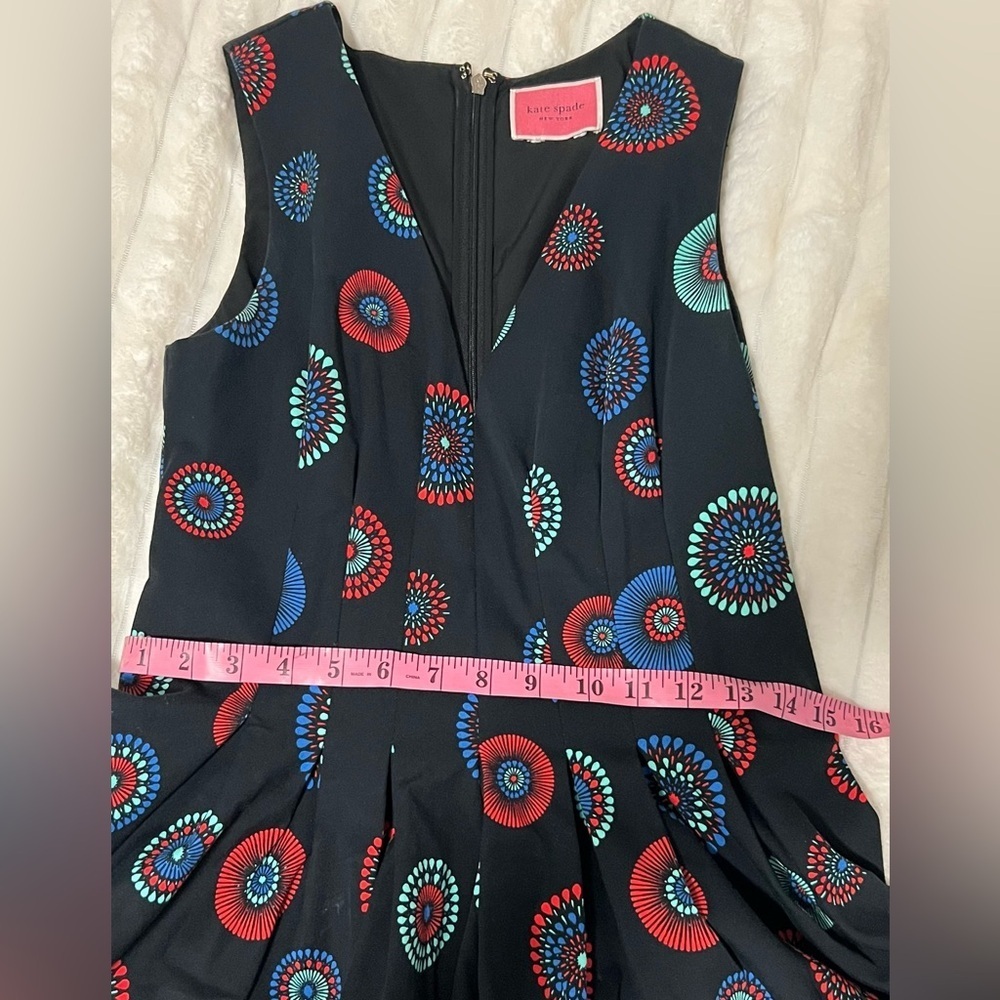 Kate Spade Black Midi Dress with Vibrant Patterns - Picture 10 of 11
